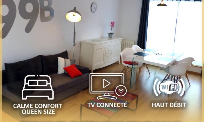 Hallennes-lez-Haubourdin Apartamento | le 99B Modern apartment queen size bed connected TV