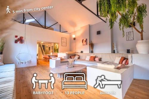 Epernay Casa | Le Loft Triplex 200M2 avec billard au centre-ville
