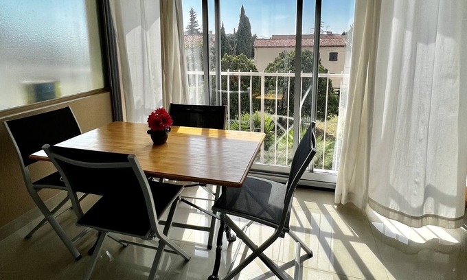 Plaine de la Brague Condominio | Le Mimosa : 1 bedroom apartment with terrasse, pool, AC, parking spot