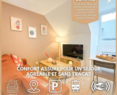 Saint-Brieuc Apartamento | Le Nectar - Parking Privé, Hyper-centre, Calme
