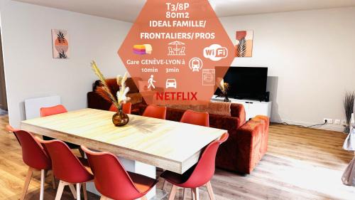 Bellegarde-sur-Valserine Apartamento | Le Terracotta cocon moderne à 2 pas de la Gare ligne directe GENÈVE-LYON-PARIS