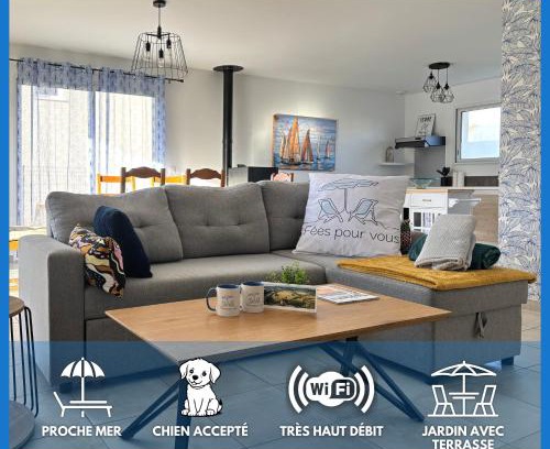 Asnelles Casa | Les dunes, maison neuve 8 p bien équipée jardin clos, parking, garage à 850 m de la plage et centre bourg, sur plages du débarquement près Arromanches et Bayeux