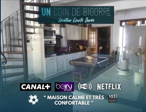 Tournay Casa | Logements Un Coin de Bigorre - La Pyrénéenne - 130m2 - Canal plus, Netflix, Bein, Apple TV - Wifi fibre - Village campagne