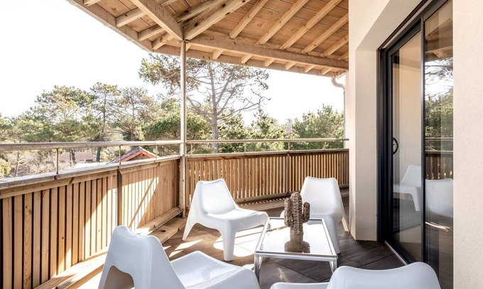 Contis-les-Bains Apartamento | Acogedor apartamento para 6 personas con WIFI, TV, terraza, mascotas permitida y aparcamiento