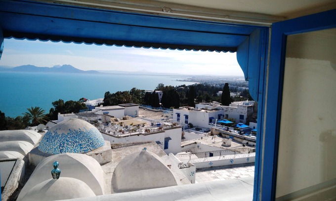 Sidi Bou Said Casa | Encantadora habitación doble con una vista maravillosa y todas las comodidades.