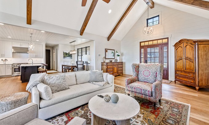 Laurel Park Casa | Luxe mountain-view retreat with private hot tub, covered deck, & chef's kitchen