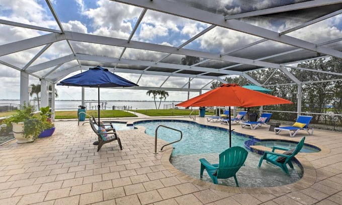 Caloosahatchee Casa | Luxe Waterfront Home with Pool and Dock in Cape Coral