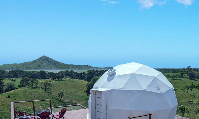 Miches Cabaña | Luxurious Dome set on hillside with views to a lagoon, the ocean and mountains