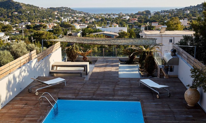 Kropia Villa | Luxurius, villa moderna y privada con piscina, vistas al mar en Lagonisi, Athens Riviera