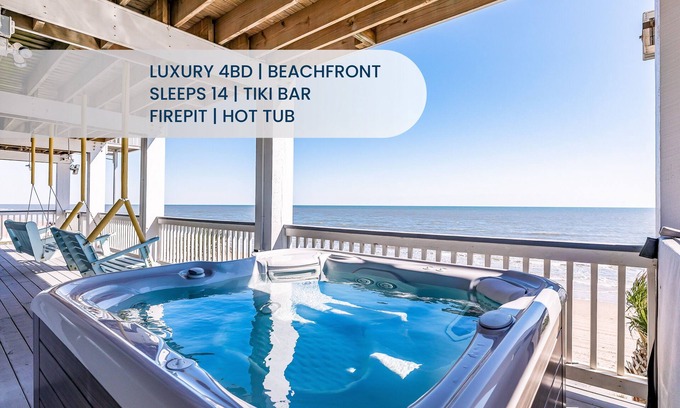 Port Bolivar Casa | Luxury | Beachfront | Hot Tub | Firepit & Tiki bar