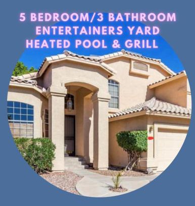 Dobson Woods Casa | LUXURY Desert Oasis! 5 bedroom, 3 bath w HEATED POOL