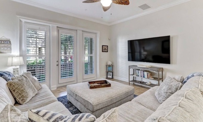 American Beach Condominio | Luxury ground level condo. Golf cart, bikes, included.