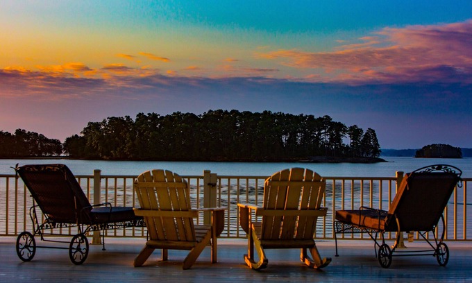 Cumming Casa | Luxury lake home, private sandy beach, huge covered double dock.