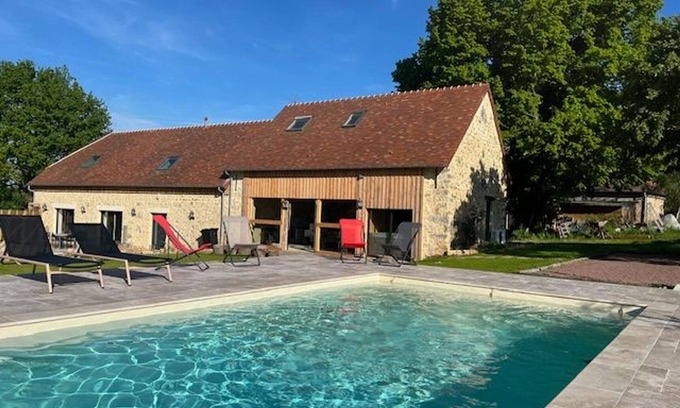 Coulaines Cabaña | Lujosa casa rural con piscina, jacuzzi y gimnasio cerca de Le Mans