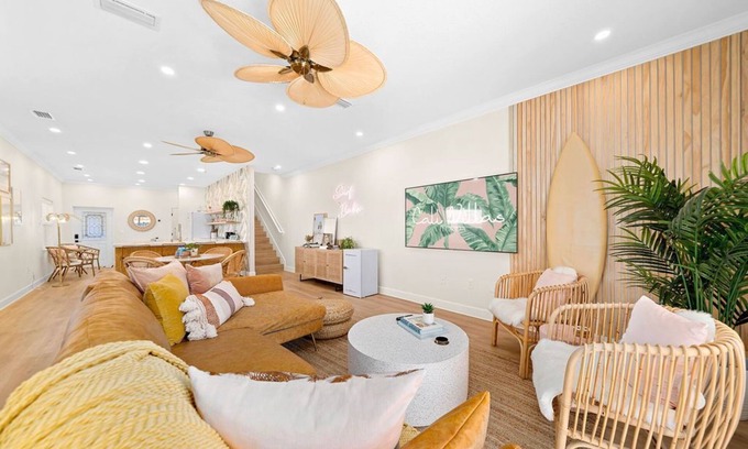 Port Canaveral Villa | Luxury Villa, 2.5 Blocks from the Beach with Hot Tub, Fire Pit and Outdoor Oasis