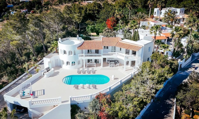 Can Furnet Villa | NUEVO Adorable Panorama Ocean view Villa Multicolor LED Pool 10PAX Ibiza Town