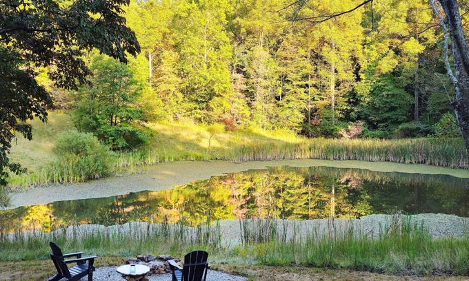 Laurelville Casa | Peaceful Tiny Bungalow | Water View | Sauna | Hot Tub | Hiking Trails
