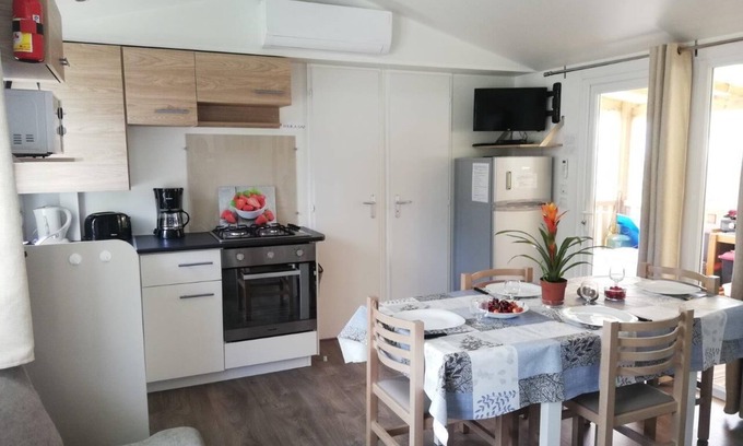 Les Mathes Casa | Casa móvil de 3 dormitorios, aire acondicionado, calefacción, terraza cerrada 15m² siblu les charmettes 4 *