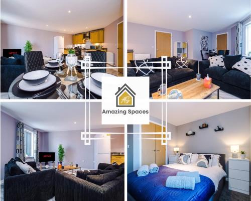 Warrington Apartamento | MODERN 2 BEDROOM 2 BATHROOM APARTMENT SLEEPS 4 IN WARRINGTON FOR WORK AND LEISURE WITH PRIVATE PARKING BY AMAZING SPACES RELOCATIONS Ltd