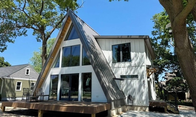 Bluffton Cabaña | Modern A-frame situated only steps to beautiful Michigan and Muskegon beaches.