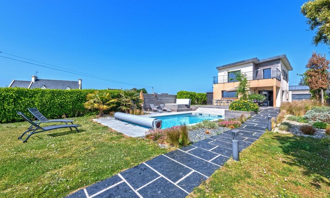 Plouguerneau Villa | Casa moderna y espaciosa - 10 personas - piscina y SPA - frente al mar