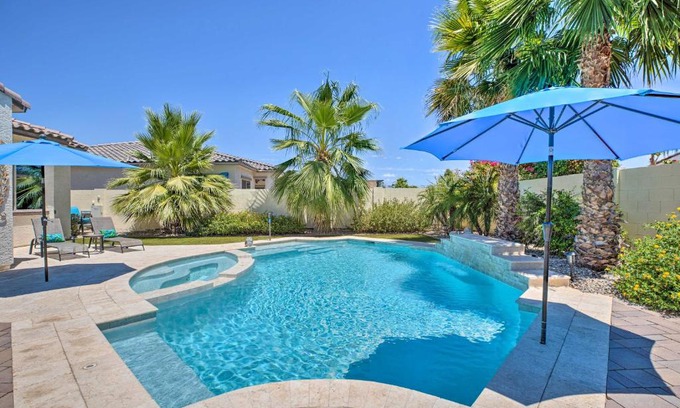 Palm Valley Casa | Modern Azure Home with Beautiful Patio, Pool and Spa!