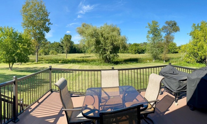 Marinette Casa | Modern Home on Trout Creek in Peshtigo “Fire City” w/ Spacious Backyard & Deck!