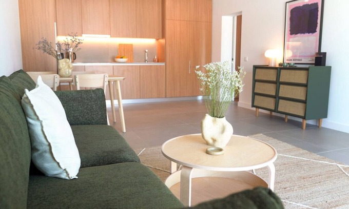 Barril de Cima Apartamento | Modern Oasis with Sunlit Patio in Carvoeira