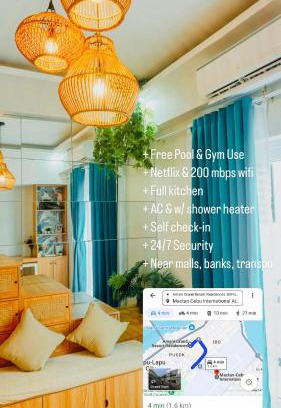 Mactan Export Processing Zone Apartamento | Modern Studio 4 Minutes from Mactan-Cebu Airport, Pool, Wi-Fi & Kitchen