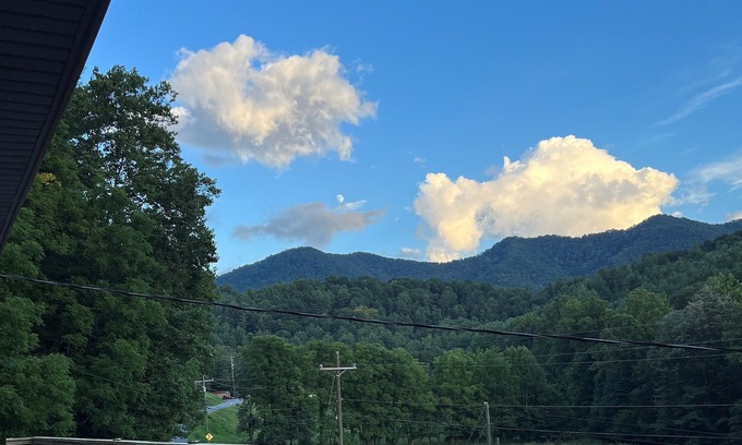 Bakersville Casa | Mountain retreat with large deck with a beautiful mountain view.