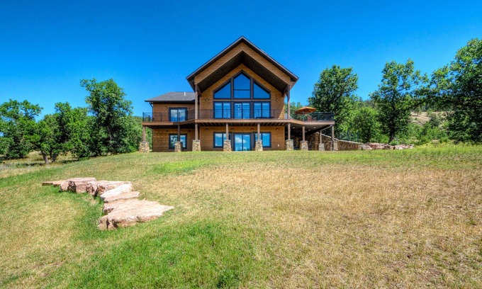 Sturgis Casa | Mountain-view home w/private hot tub, natural gas grill & gas fireplaces
