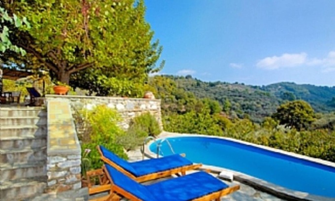 Skopelos Cabaña | MULBERRY TREE COTTAGE con piscina privada y vistas al valle (1 habitación, capacidad para 4)
