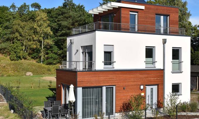 Krakow am See Casa | Naturpark-Ferienhaus-See-Fasssauna-Kamin-5 estrellas-110m² - casa de vacaciones Egret