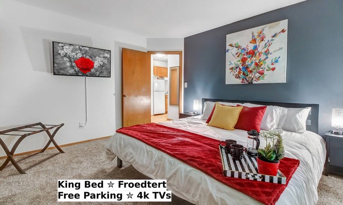 Wauwatosa Apartamento | Suite King✦Sanitizada entre invitados✦Cerca de Froedtert