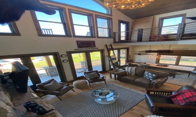 Caroga Lake Casa | NEW Custom Adirondack Lakefront Home! Rare Find!