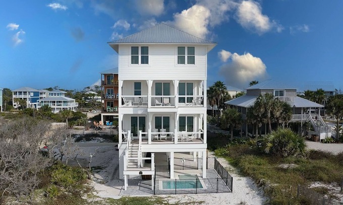 Cape San Blas Casa | New gulf front stunner! Private pool, elevator, beach gear!