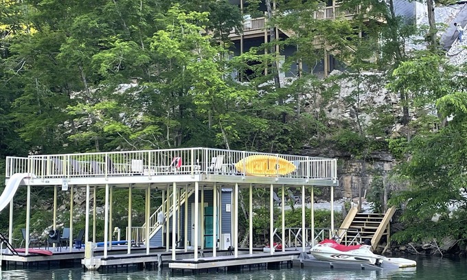 Caryville Casa | New Norris Lakefront home. Party on the Docs, 2 Story dock with slide, Hot tub