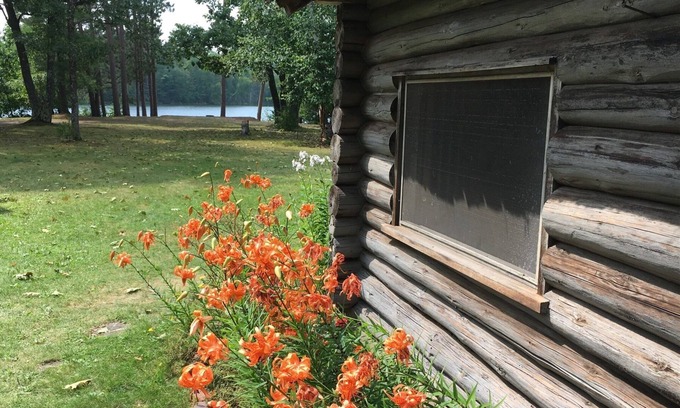 Land O Lakes Cabina | New! Sleeps 15 Level lawn to lake. Sandy beach. Two docks. Great fishing.