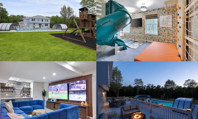 Pocono Pines Casa | NewBuild 6 EnsuiteBdrms/7Ba Private Out/Indoor Pool&Spa/Sauna/Game Floor/EV Chrg