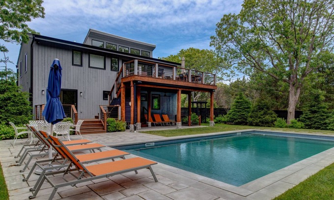 Clearwater Beach Casa | Newly renovated contemporary with glimpse of Gardiners Bay, custom details...
