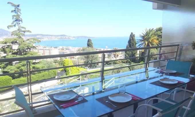 Caucade Apartamento | Nice Ouest, magnífico aire acondicionado 2 P / wifi con gran terraza frente al mar