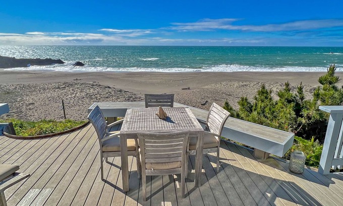 Bodega Bay Casa | Ocean Fall - Ocean front, private courtyard, deck with hot tub, amazing views