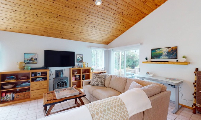 McKinleyville Casa | Ocean view home with private hot tub, firepit & fireplace - walk to river/trail