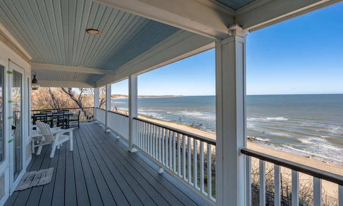 Sagamore Beach Casa | Oceanfront home on Sagamore Beach with panoramic views of Cape Cod Bay, sleeps 10