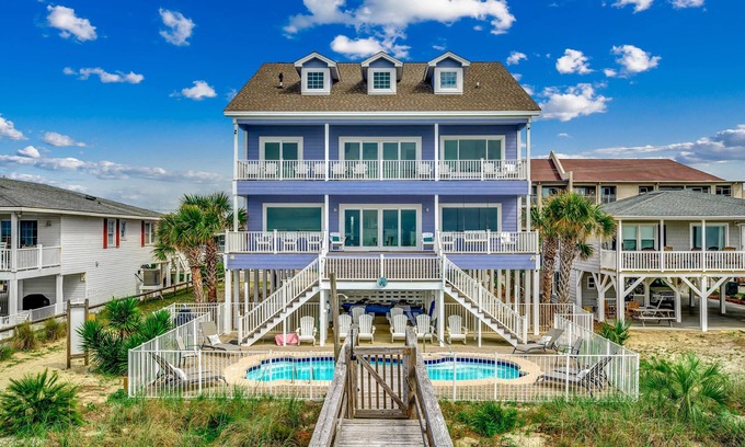 North Myrtle Beach Casa | Oceanfront Luxury New to Rental! Remodeled, Stunning Home with Private Pool in Cherry Grove Beach