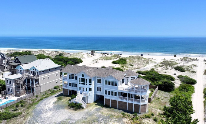 Corolla Casa | OCEANFRONT, Ocean views! Wild Horses! Private Pool, Hot Tub! 4x1467, Dixie Sandcastle