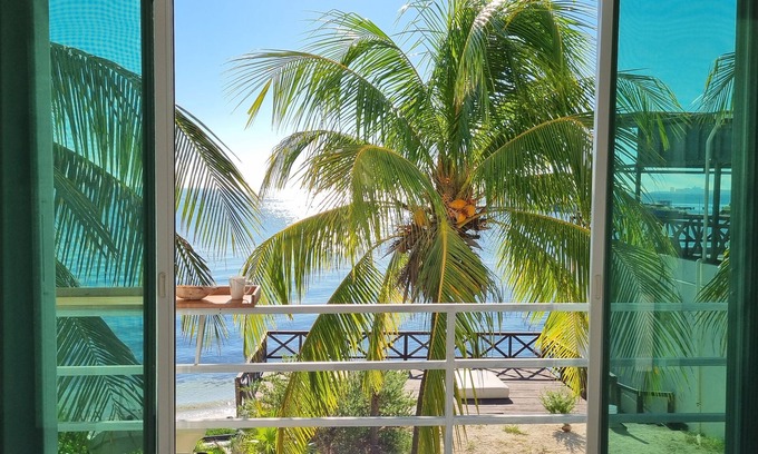 Puerto Juárez Apartamento | On very private beach, top views apartment with a small reef and coconut trees