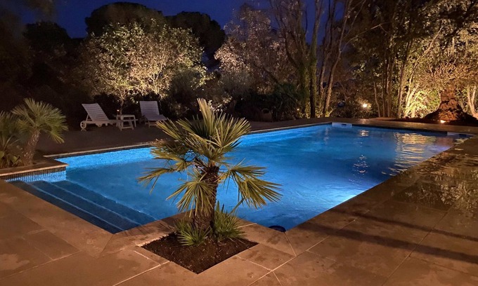 Taradeau Chalet De Esquí | Palm tree cottage with pool in Taradeau