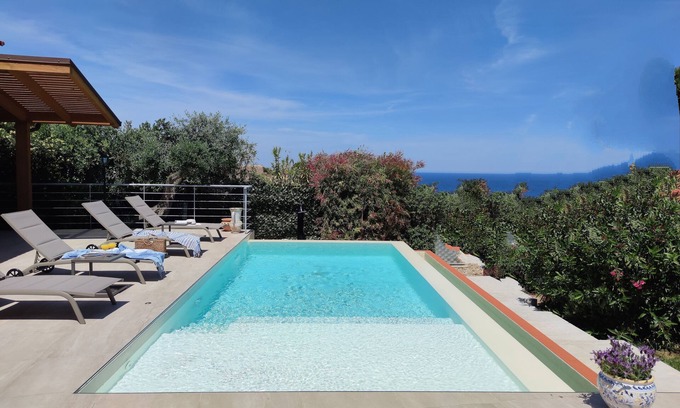 Terrasini Villa | PANORAMIC SEA VIEW Villa with Heated Pool & Whirlpool, WI-FI, 200mt from the sea