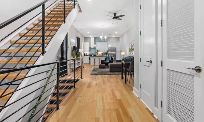 Third Ward Casa | PANTHERS THEMED 3-bedroom DUPLEX; 2 livings rooms & 2 kitchens, in uptown.